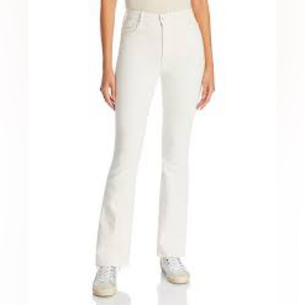 MOTHER High rise weekender flare skimp jeans, white